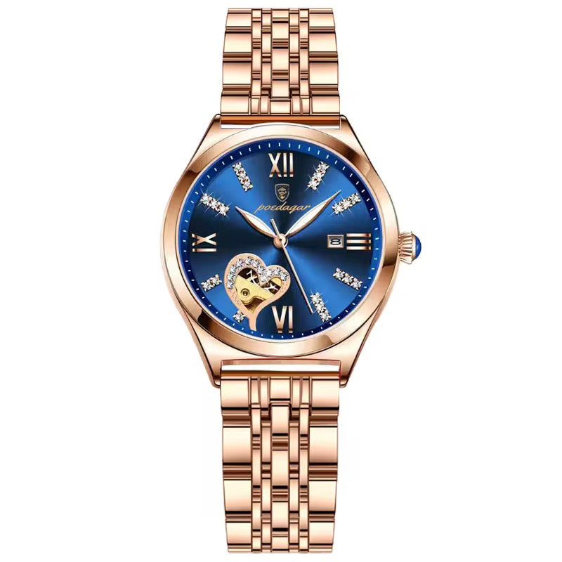 Poedagar 320 Rose Gold Blue Dial