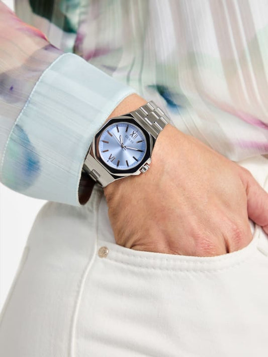 Guess Silver-Tone Analog Circle