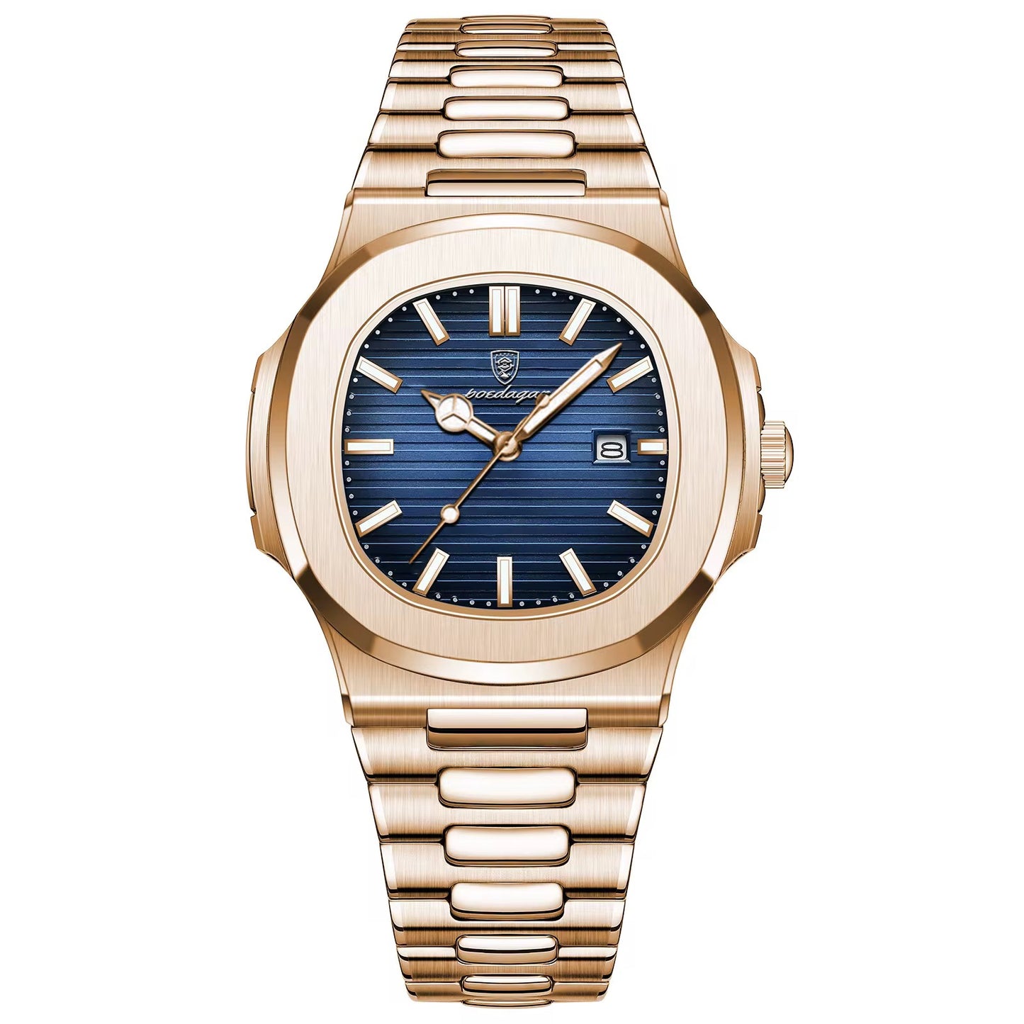 POEDAGAR Rose Gold Blue Dial